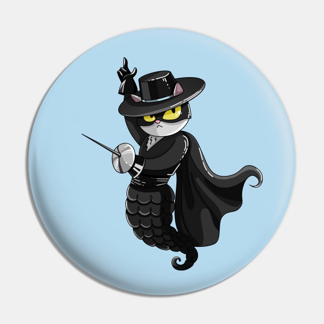 Mermaid-cat Zorro Pin by Ananasa