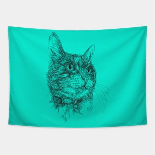 Cat draw with scribble art style Tapestry