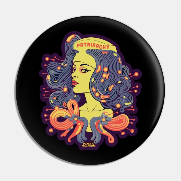 Plastic Macaroni Boho Trippy Hippy Patriarchy Pin by BoobRoss