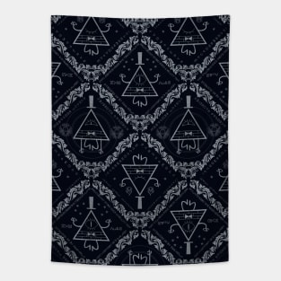 Bill Cipher Damask (dark) Tapestry