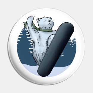 Polar bear as Snowboarder with Snowboard Pin