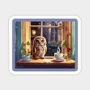 The Tale of the Baby Owl in the Coffee Shop Window Magnet