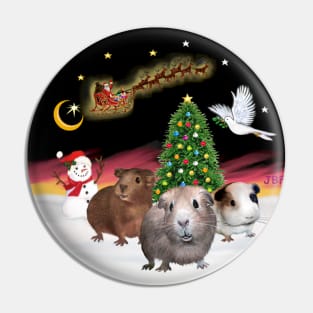 Three Guinea Pigs Watch Santa Take  Off on his "Night Flight" Pin