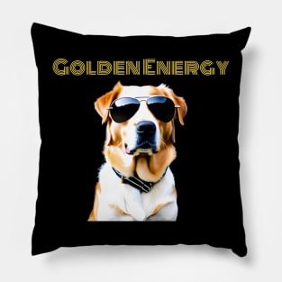 Retro Golden Energy-Golden Retriever in Sunglasses Pillow