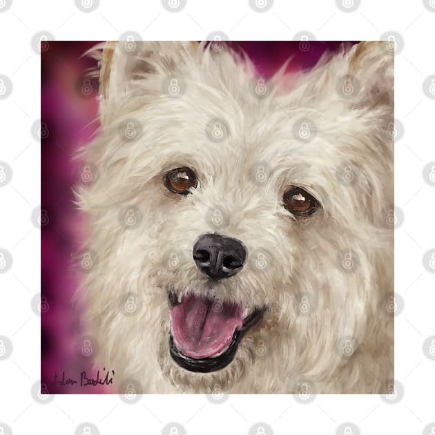 Painting of a Furry Cute Pomapoo Smiling by ibadishi