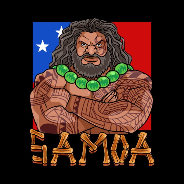 Samoan Pride Samoa Flag Polynesian Warrior Tatau by Noseking