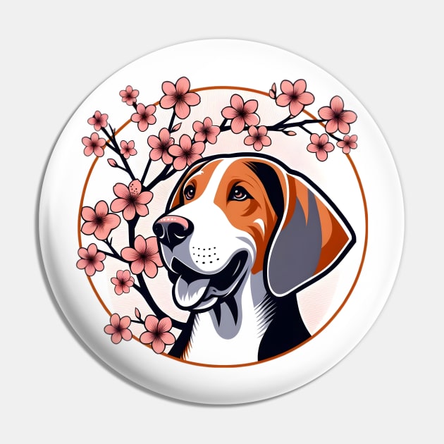 American English Coonhound Enjoys Spring Cherry Blossoms Pin by ArtRUs