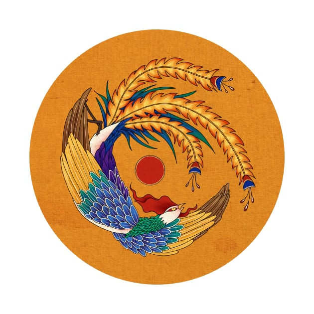 Minhwa: Asian Phoenix E Type (Korean traditional/folk art) by koreanfolkpaint