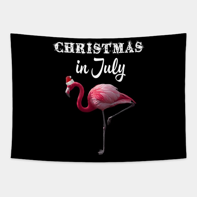 Flamingo Santa Hat Christmas Lights Christmas In July Tapestry by folidelarts