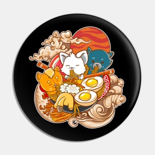 Kawaii Cats Ramen Noodles Funny Japanese Anime And Neko Fan Pin