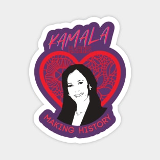 Kamala Harris Making History (red lace heart) Magnet