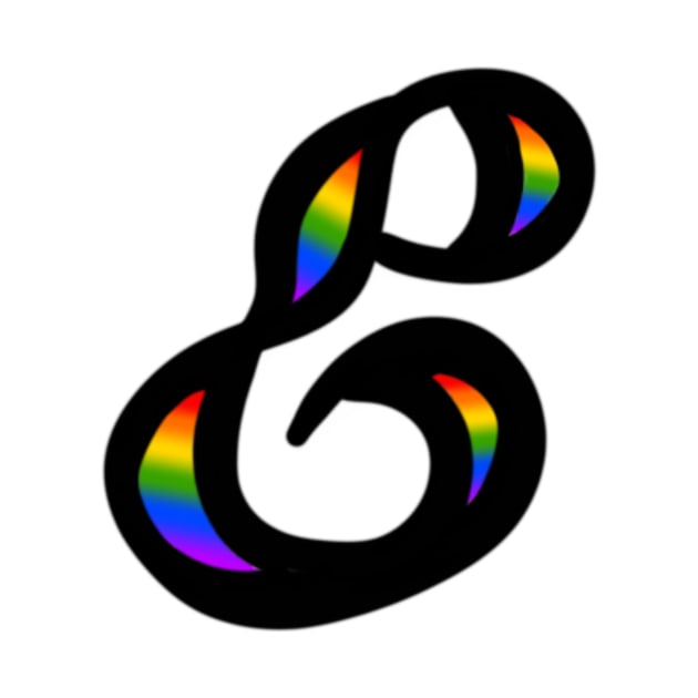 Rainbow Cursive Letter E by JennaBunnies