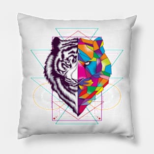 tiger-face-with-sacred-geometry-ornament design - Gifts Pillow