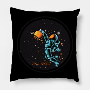 Astronaut in space with stars, planets and free space Pillow