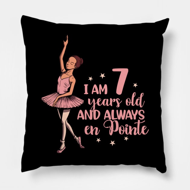 I am 7 years old and always en pointe - Ballerina Pillow by Modern Medieval Design