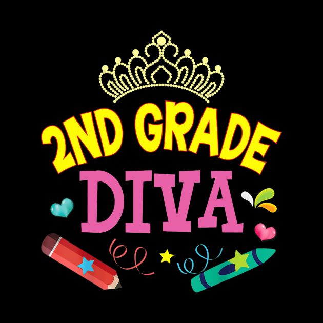 2nd Grade Diva Second Grader Princess Back To School Kid by FONSbually