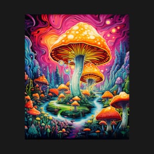 Psychedelic Mushroom Hippy Colorful Art T-Shirt