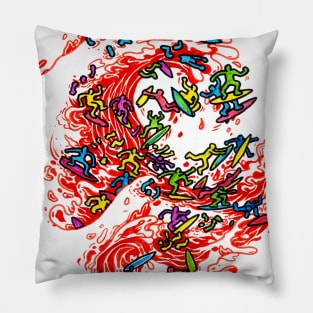 Red wave Pillow