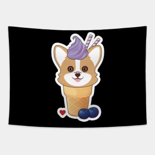 Corgi Blueberry Ice Cream Tapestry