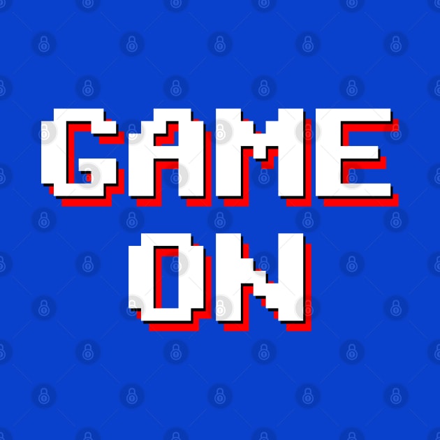 Pixelated Game On in blue background by PincGeneral