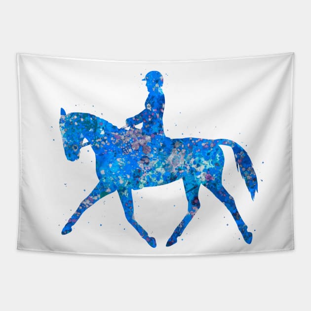 Equestrian blue art Tapestry by Yahya Art