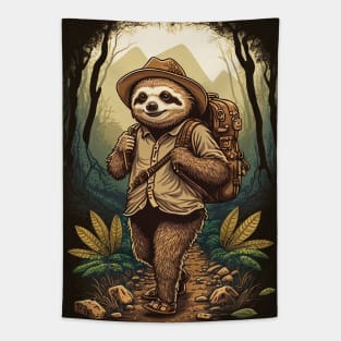 Camping Sloth Tapestry