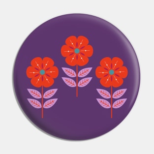 Mod red Scandinavian flowers Pin