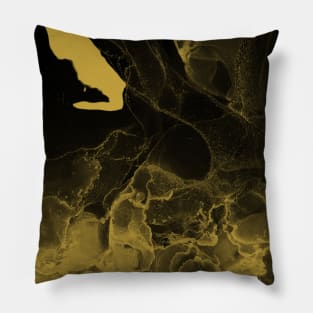 Gold Alcohol Ink Fluid Art Style Abstract Pattern Pillow