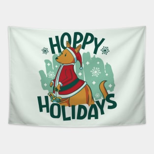 Hoppy Holidays // Funny Christmas Kangaroo Tapestry