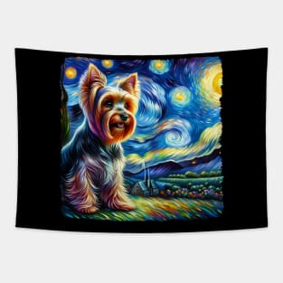 Starry Silky Terrier Dog Portrait - Pet Portrait Tapestry