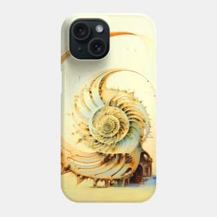 Fibonacci Sequence: Fibonacci Nautilus Shell on a Dark Background Phone Case