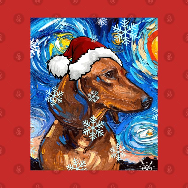 Brown Short Hair Dachshund Santa by sagittariusgallery