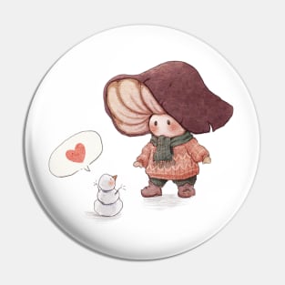 Mushroom Winter Walk Pin