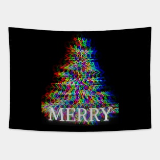 MERRY! ABSTRACT CHRISTMAS TREE Tapestry