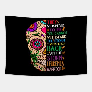 leukemia skull warrior shirt survivor i am the storm Tapestry