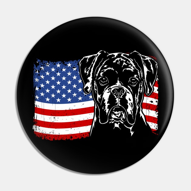 Proud Boxer Dog American Flag patriotic dog Pin by wilsigns