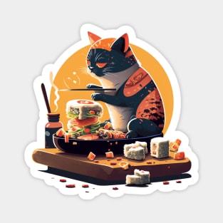 Cat's Sushi Feast Magnet