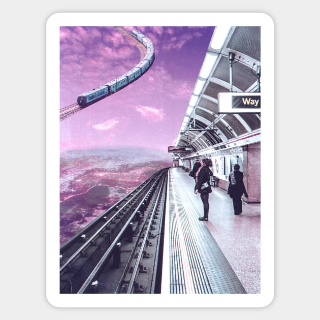 Sky Train - Space Aesthetic, Retro Futurism, Sci Fi - Space Aesthetic -  Sticker