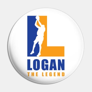 Logan Custom Player Basketball Your Name The Legend Pin