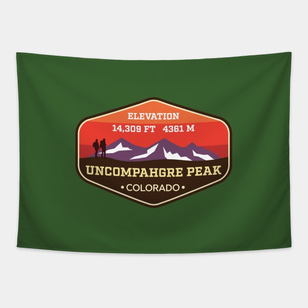 Uncompahgre Peak Colorado - 14ers Mountain Climbing Badge Tapestry by TGKelly