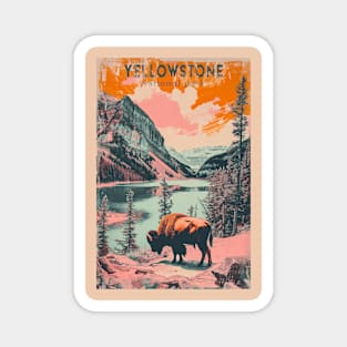 Yellowstone National Park Buffalo Vintage Travel Poster Magnet