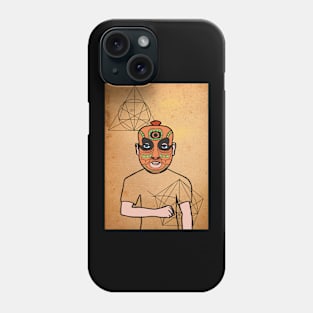 DaVinci-Inspired Indian Male Character with Blue Eyes and Egyptian Hieroglyph Background Phone Case