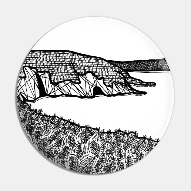 Beach Scene Black and White Pin by CarissaTanton