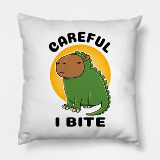 Careful I bite Capybara Dinosaur Pillow