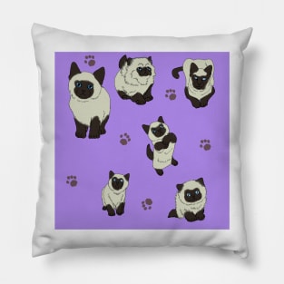 Purple Siamese Kittens Pillow