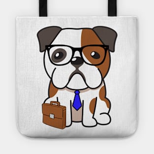 Funny bulldog is on the way to work Tote