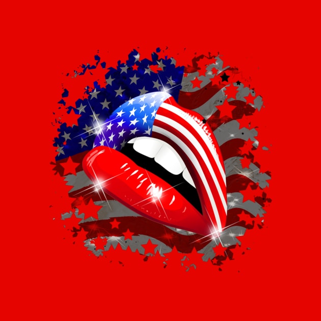 USA Flag Lipstick on Sensual Lips by BluedarkArt
