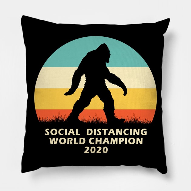 Bigfoot Social Distancing World Champion T-Shirt | funny gift tee Pandemic Virus Pillow by StreeTee