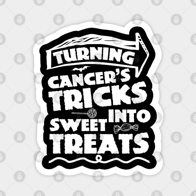 lung cancer awareness white ribbon turning cancer's tricks into sweet treats Magnet by Shaderepublic