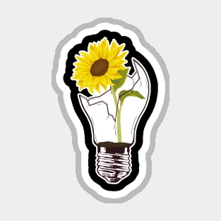 Sunflower in broken lightbulb Magnet